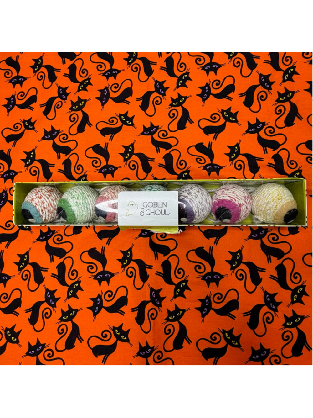 Goblin & Ghoul Halloween Garland 6 ft Multi Colored Eyeball Home Decor NIB